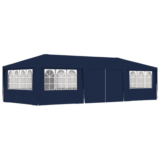 Profesionální party stan s bočnicemi 4 x 9 m modrý 90 g/m²