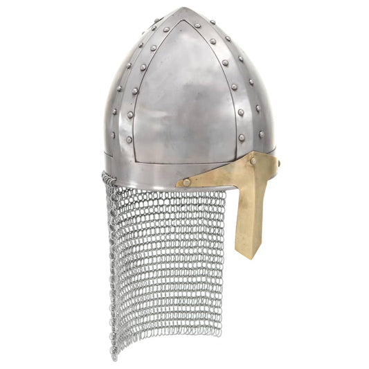 Křižácká rytířská helma pro LARPy replika stříbro ocel