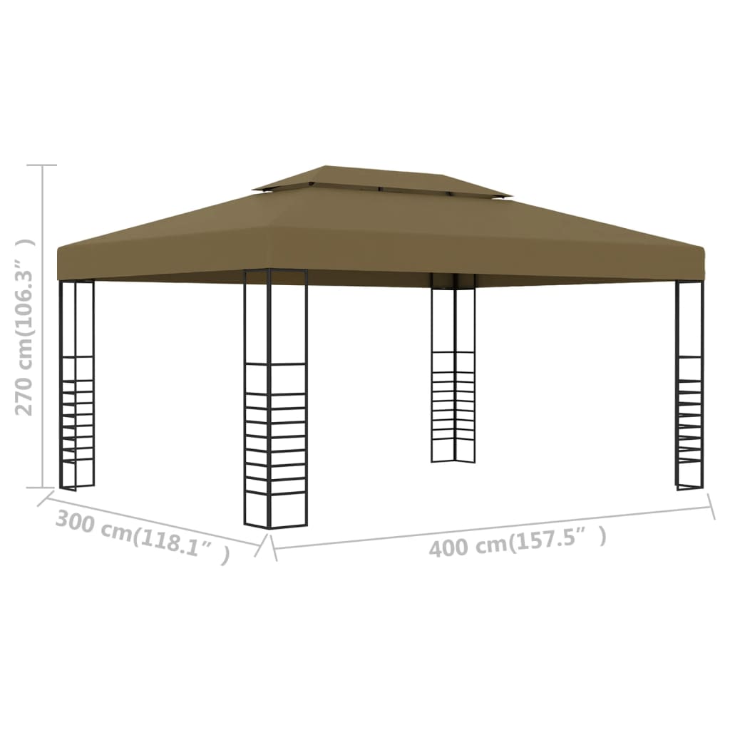 Altán se zatahovací střechou 3 x 3 m taupe 180 g/m²