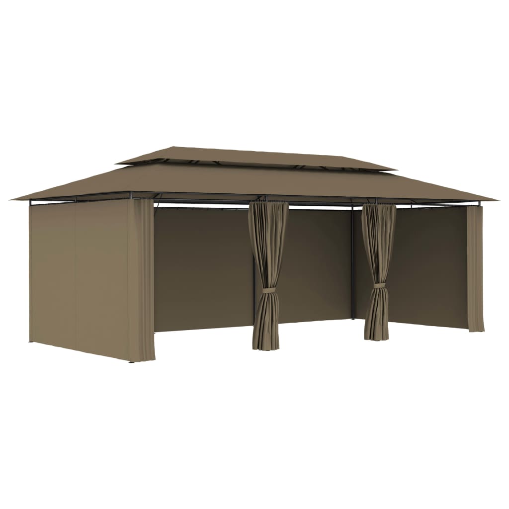 Altán se závěsy 600 x 298 x 270 cm taupe 180 g/m²