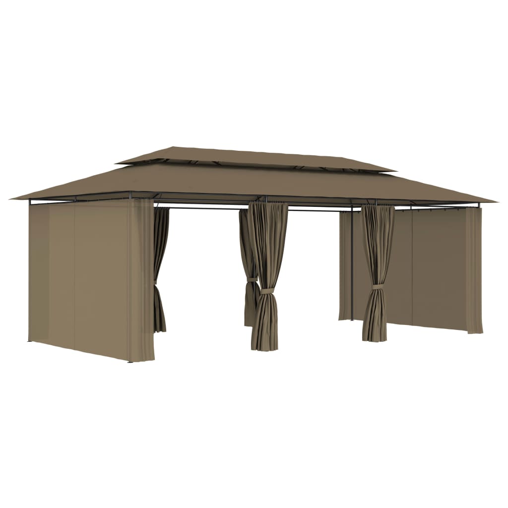 Altán se závěsy 600 x 298 x 270 cm taupe 180 g/m²