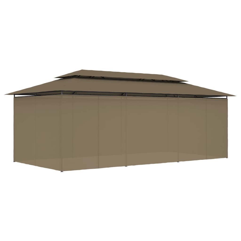 Altán se závěsy 600 x 298 x 270 cm taupe 180 g/m²