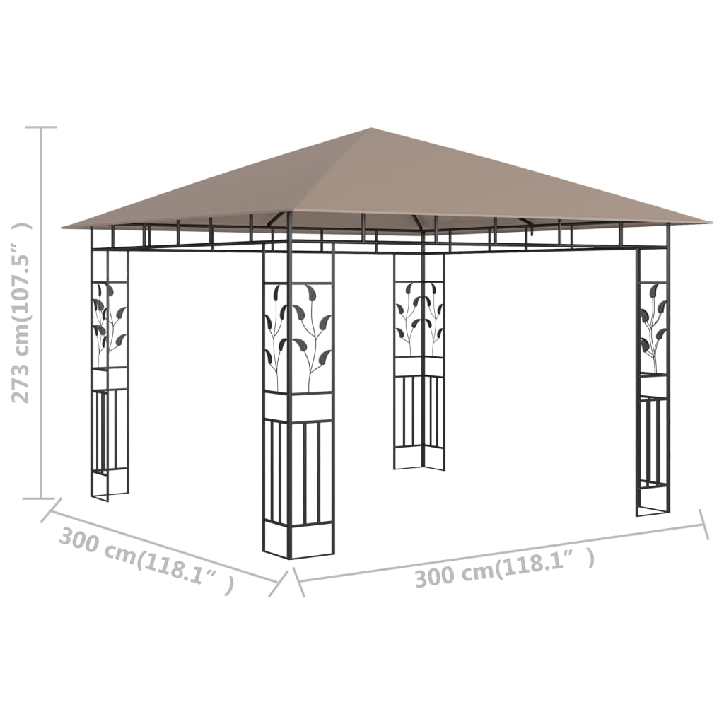 Altán s moskytiérou 3 x 3 x 2,73 m taupe 180 g/m²