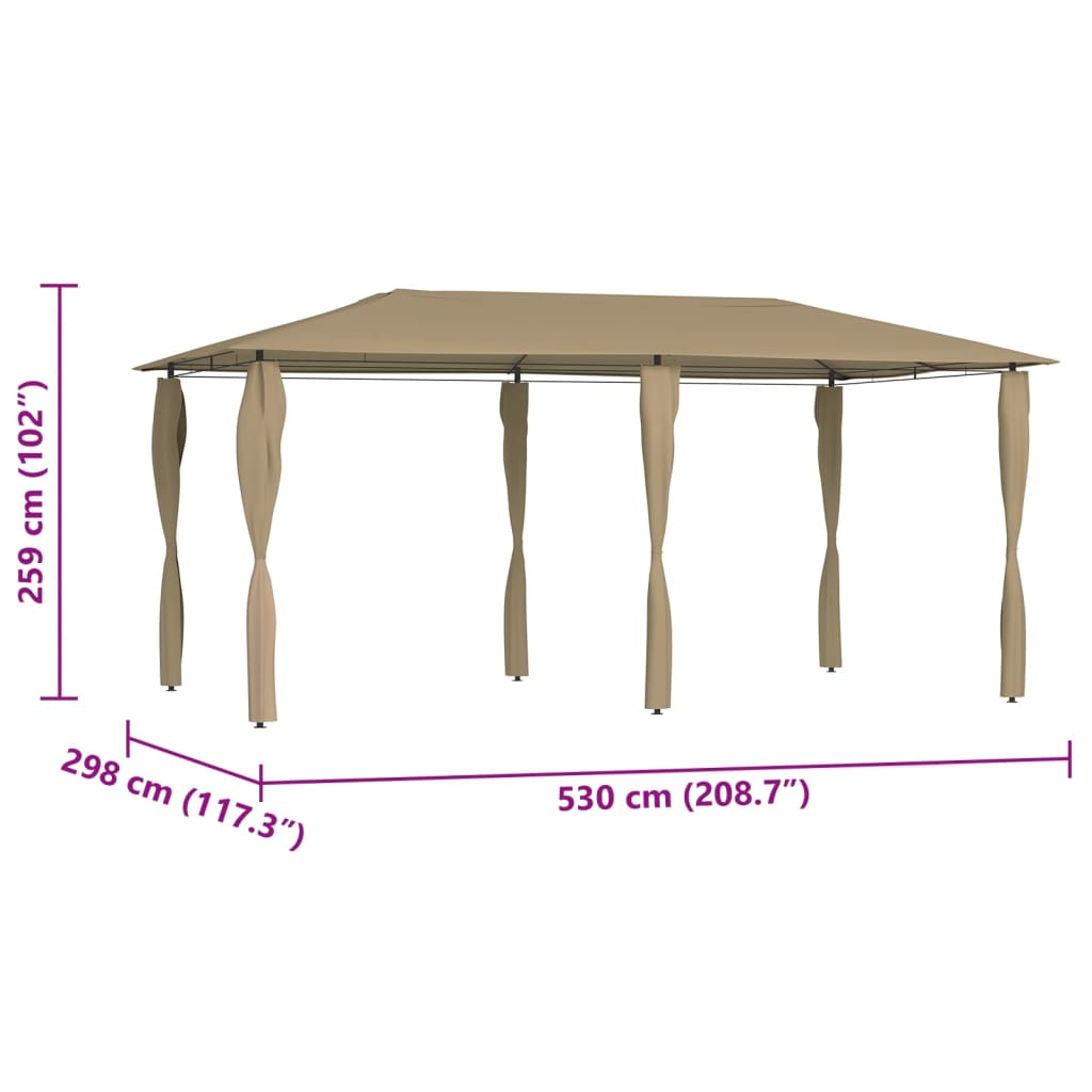 Altán s krytými sloupky 3 x 6 x 2,6 m taupe 160 g/m²