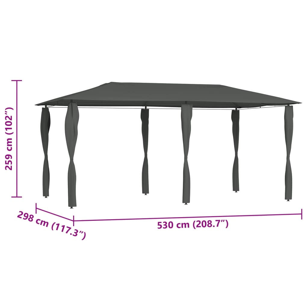 Altán s krytými sloupky 3 x 6 x 2,6 m antracitový 160 g/m²