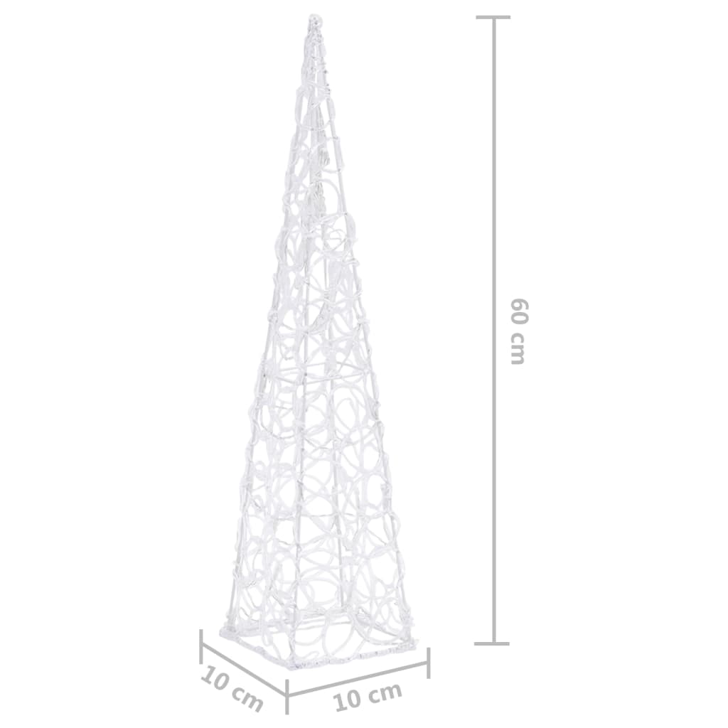 Akrylový dekorativní světelný LED kužel studený bílý 60 cm