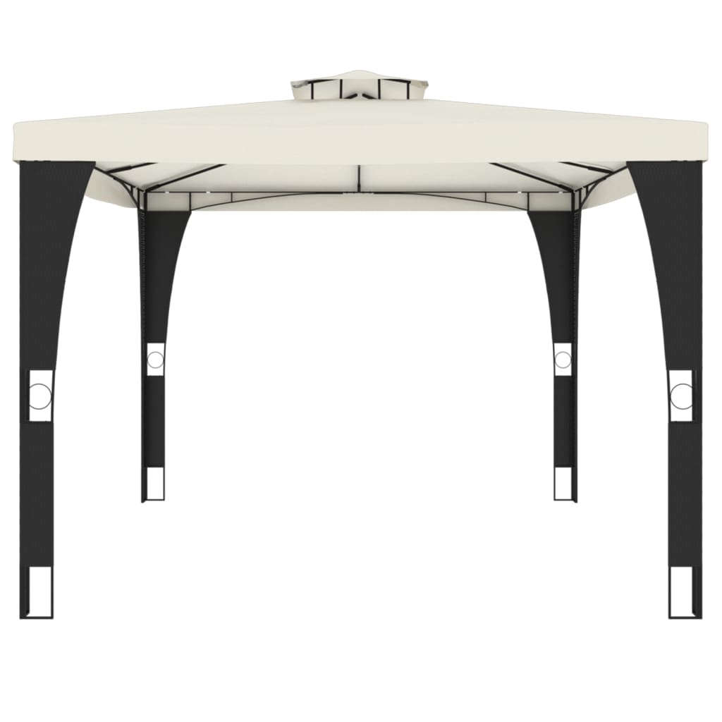 Altán s dvojitou střechou krémový 3,98 x 2,98 m ocel