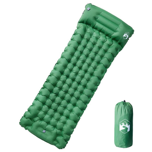 Samonafukovací kempingová matrace s polštářem 1 osoba zelená
