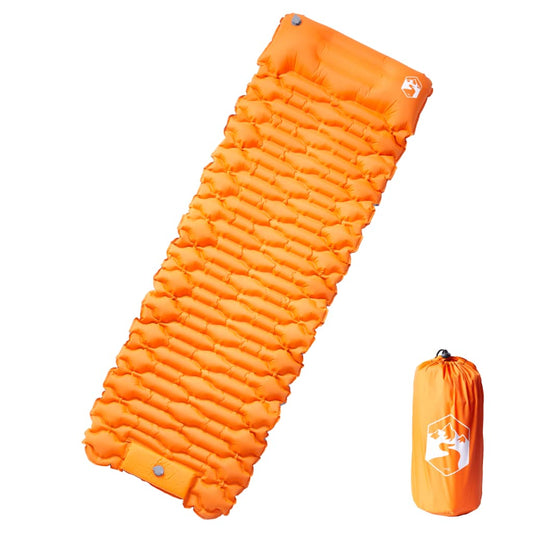 Samonafukovací kempingová matrace s polštářem 1 osoba oranžová