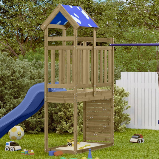 Hrací věž s lezeckou stěnou 110,5 x 52,5 x 215 cm borové dřevo