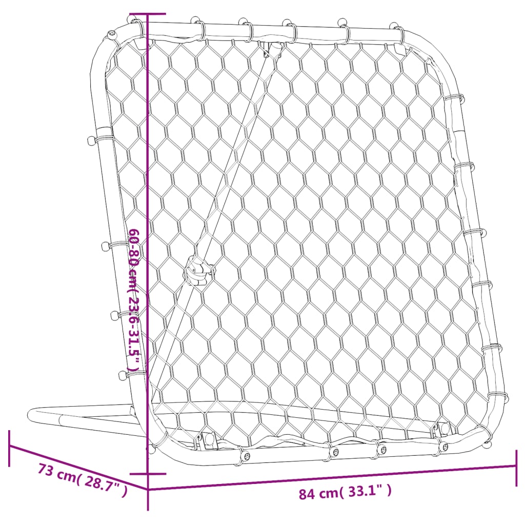 Fotbalový rebounder nastavitelný černý 84 x 73 x 60–80 cm ocel