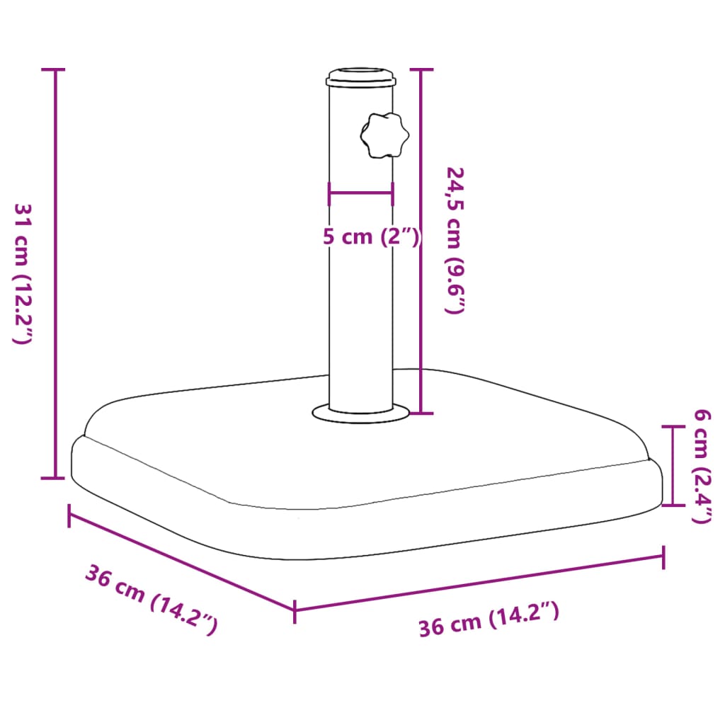 Stojan na slunečník pro tyč Ø 32 / 35 / 38 mm 11 kg čtvercový