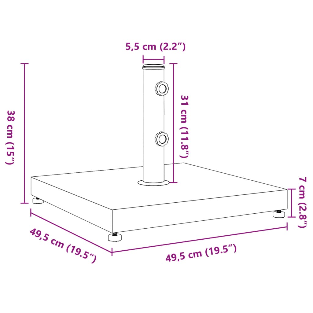 Stojan na slunečník pro tyč Ø 32 / 38 / 48 mm 28 kg čtvercový