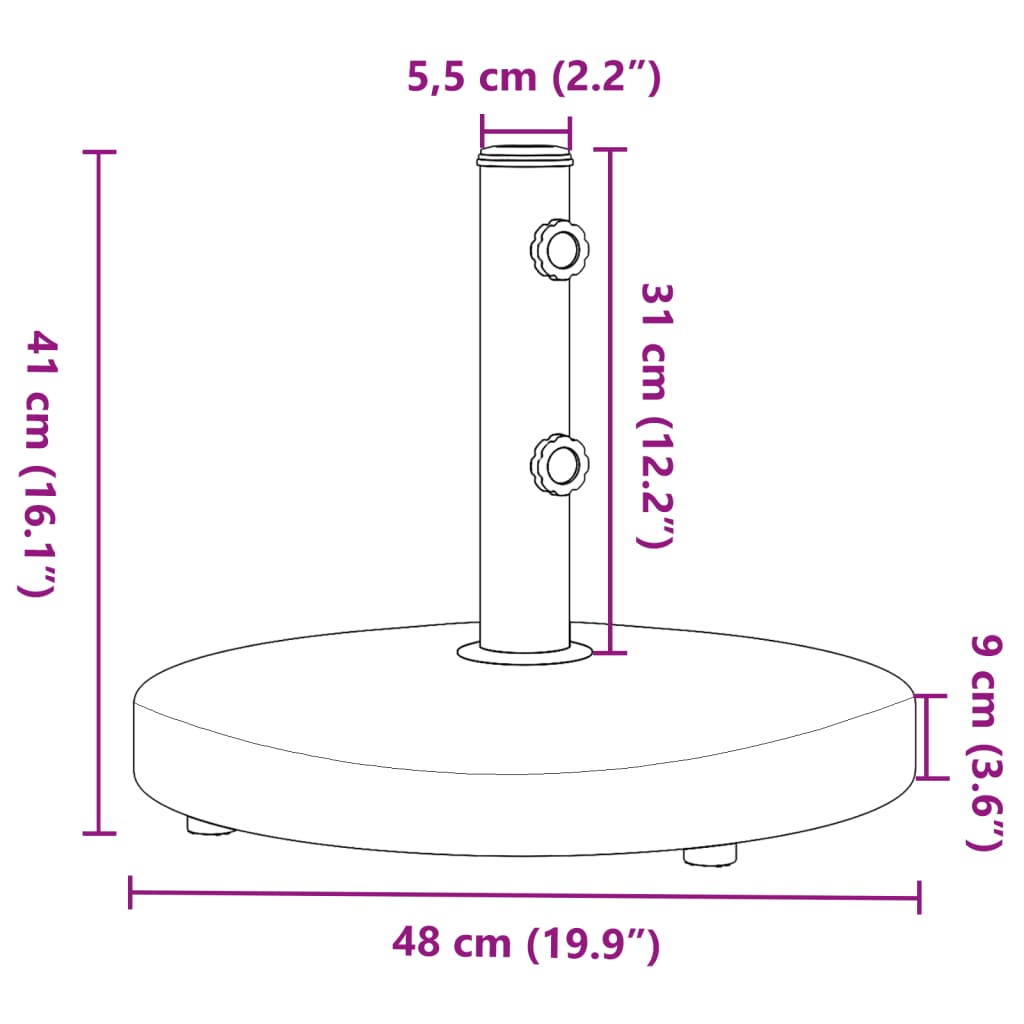 Stojan na slunečník pro tyč Ø 32 / 38 / 48 mm 25 kg kruhový