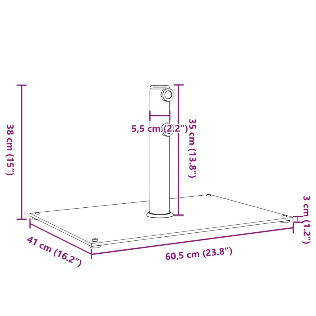 Stojan na slunečník pro tyč Ø 32 / 38 / 48 mm 15 kg obdélníkový