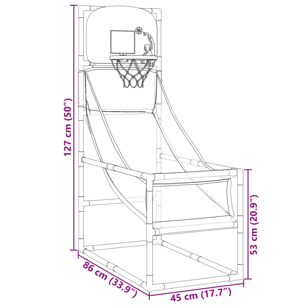 Arkádová basketbalová hra s míčem a pumpičkou 45 x 86 x 127 cm