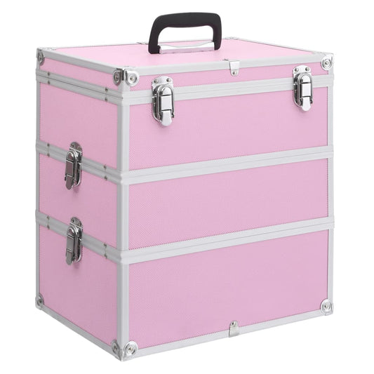 Kosmetický kufřík 37 x 24 x 40 cm růžový hliník